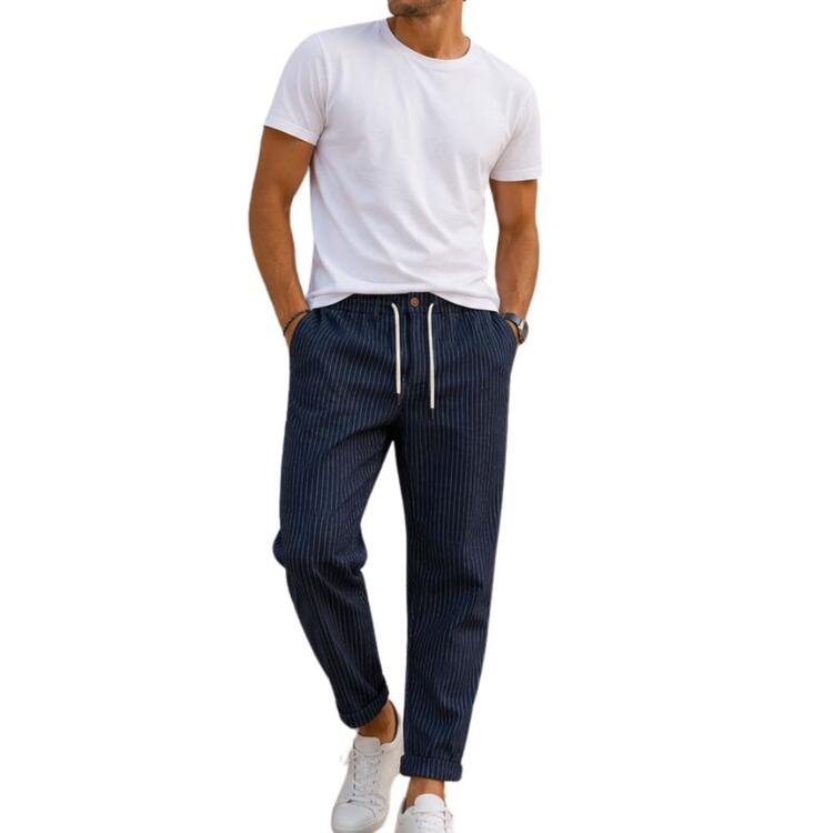 PANTALONE LACCIO UOMO EFFETTO LINO A RIGHE BE MISTIC PT002080 Be Mistic