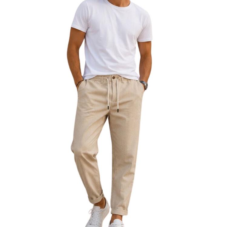 PANTALONE LACCIO UOMO EFFETTO LINO A RIGHE BE MISTIC PT002080 Be Mistic