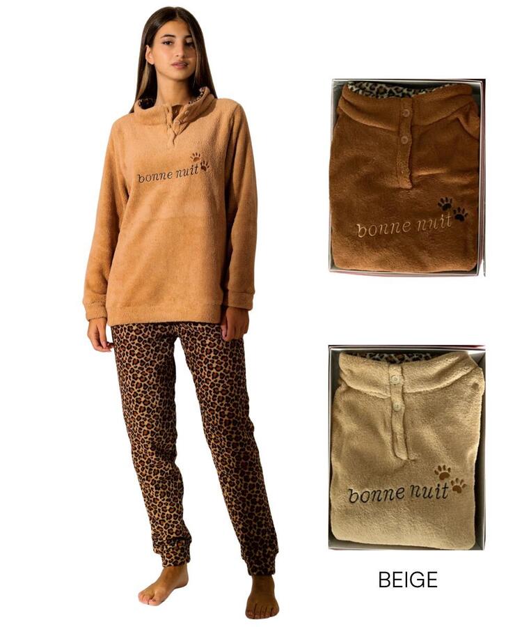 Pigiama donna in caldo pile coral Kuvee' 21500 KUVEE' HOME