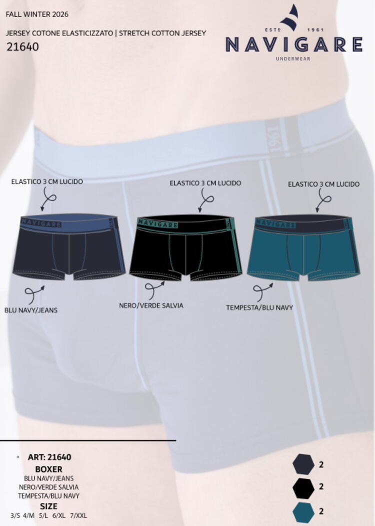 Boxer uomo in cotone elasticizzato Navigare 21624 Navigare