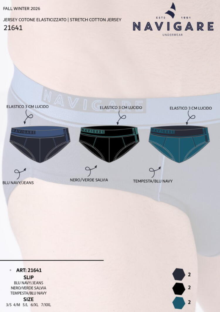 Slip uomo in cotone elasticizzato Navigare 21641 Navigare