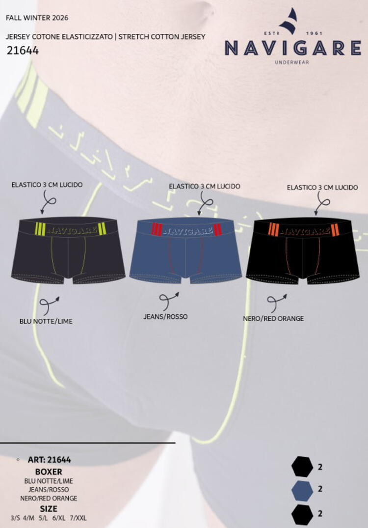 Boxer uomo in cotone elasticizzato Navigare 21644 Navigare
