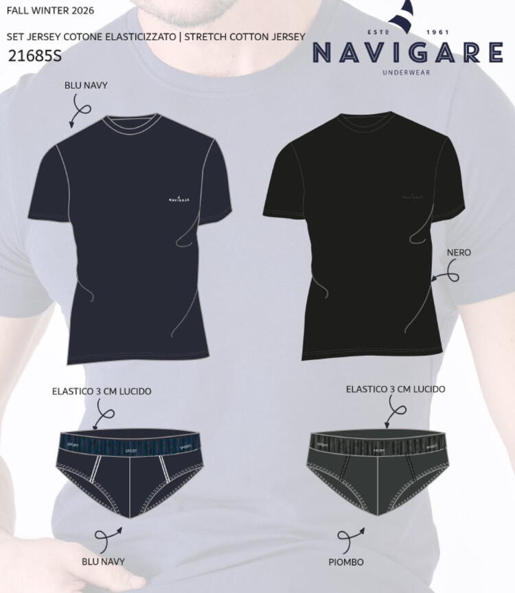 Completo uomo con t-shirt e slip Navigare 31685 Navigare
