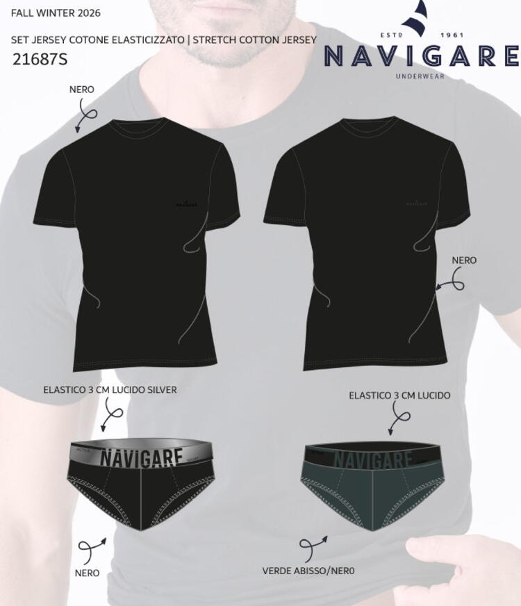 Completo uomo con t-shirt e slip Navigare 31687 Navigare