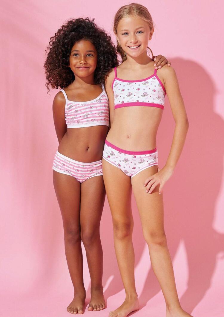 Completo da bambina con brassiere e slip in cotone elasticizzato Jadea 219 Jadea