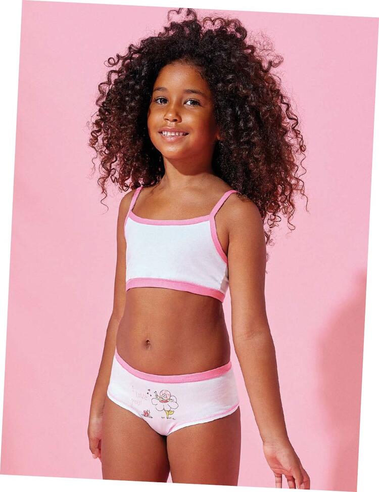 Completo da bambina con brassiere e slip in cotone elasticizzato Jadea 219 Jadea