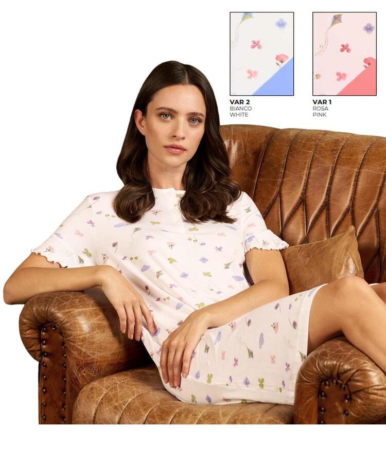 Camicia da notte donna in viscosa leggera a manica corta Linclalor 2238 Linclalor