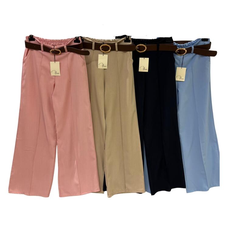 PANTALONES PALAZZO DE MUJER CON CINTURÓN FLORA 25893 FLORA