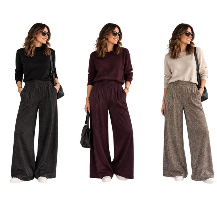 Pantalone palazzo donna effetto lana Flora 266149 FLORA