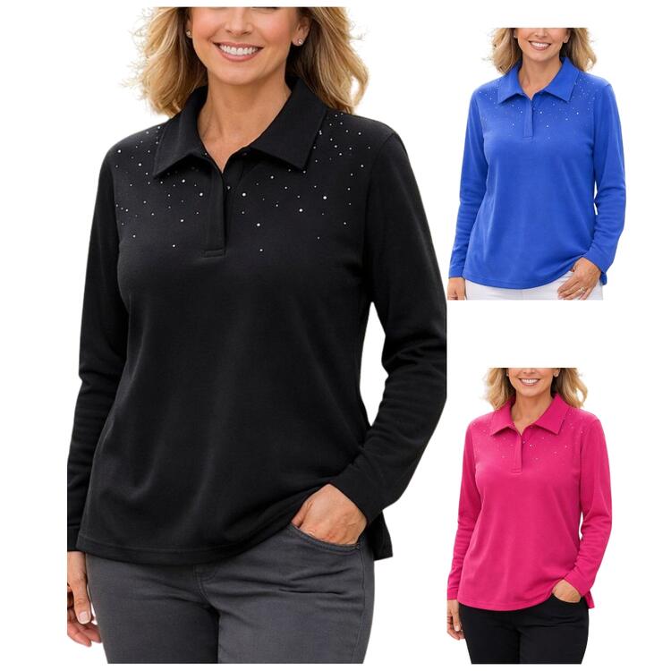 POLO DONNA MANICA LUNGA CON STRASS FEDERICA 2737 Federica