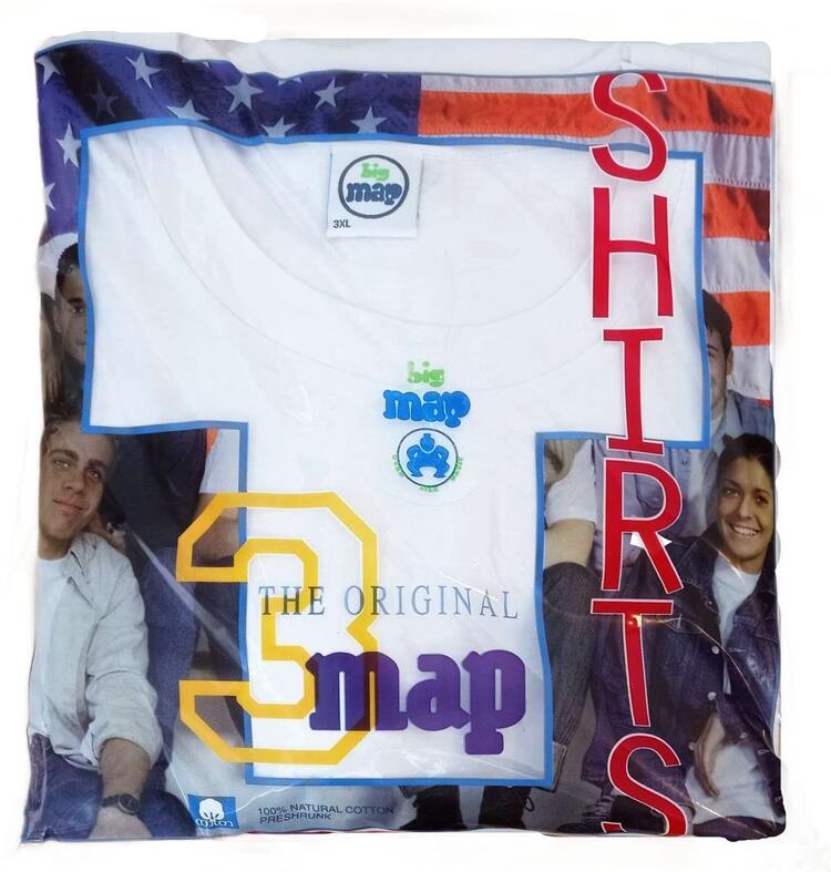 T-shirt TAGLIE FORTI unisex in jersey di cotone Map 3001 Nero TRI-PACK Map
