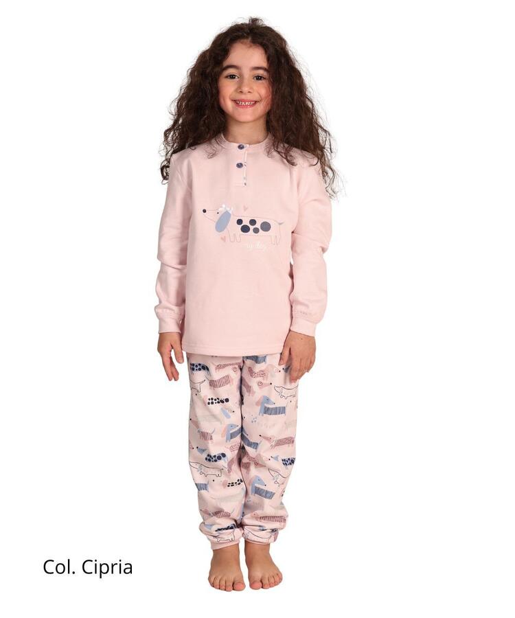 Pigiama da bambina in calda felpa di cotone Gary 2054 Tg.3/7 anni Gary