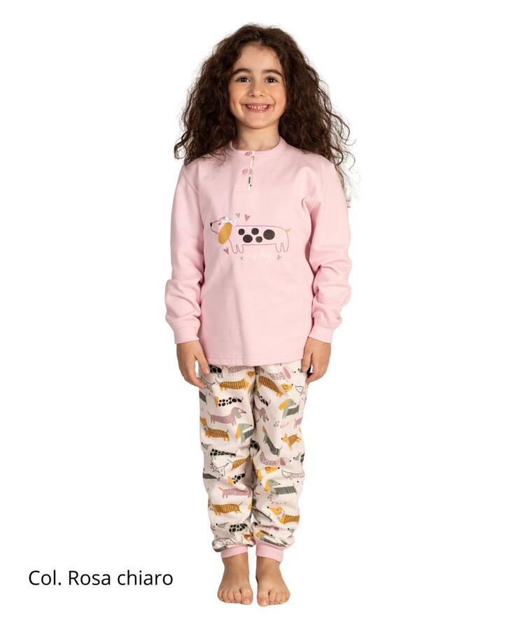 Pigiama da bambina in calda felpa di cotone Gary 3054 Gary