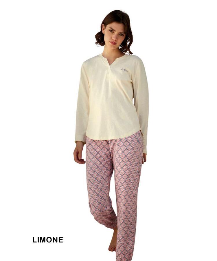 Pigiama donna a manica lunga in jersey di cotone Jadea 3235 Jadea