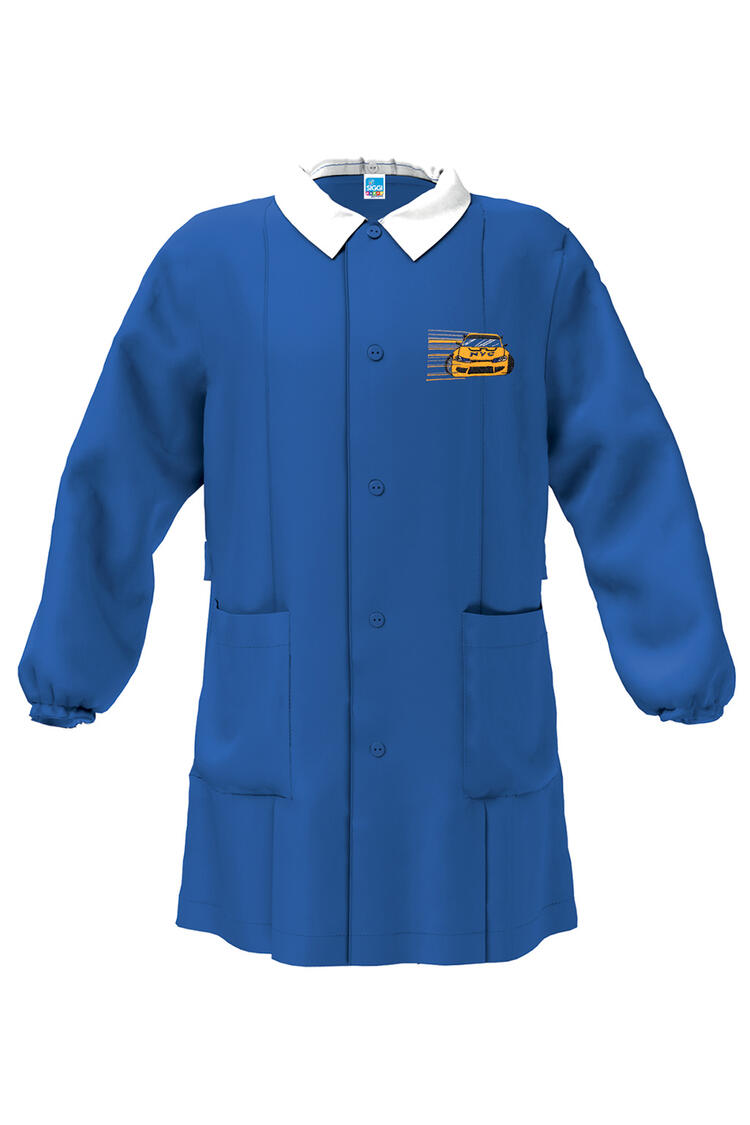 SCHOOL APRON FOR CHILDREN SIGGI HAPPY SCHOOL 33GR4092 solid color with car embroidery Siggi