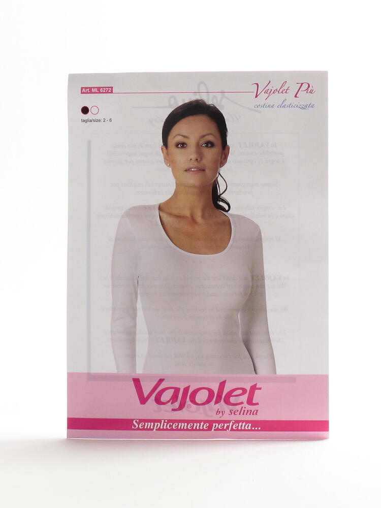 Maglia manica lunga donna scollo tondo in cotone elasticizzato Vajolet 6272 Vajolet
