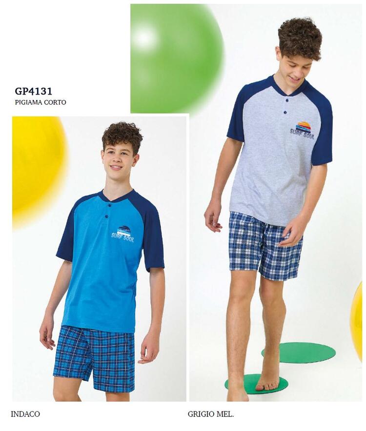 Pigiama corto da ragazzo in jersey di cotone Il Granchietto GP4131 IL GRANCHIETTO