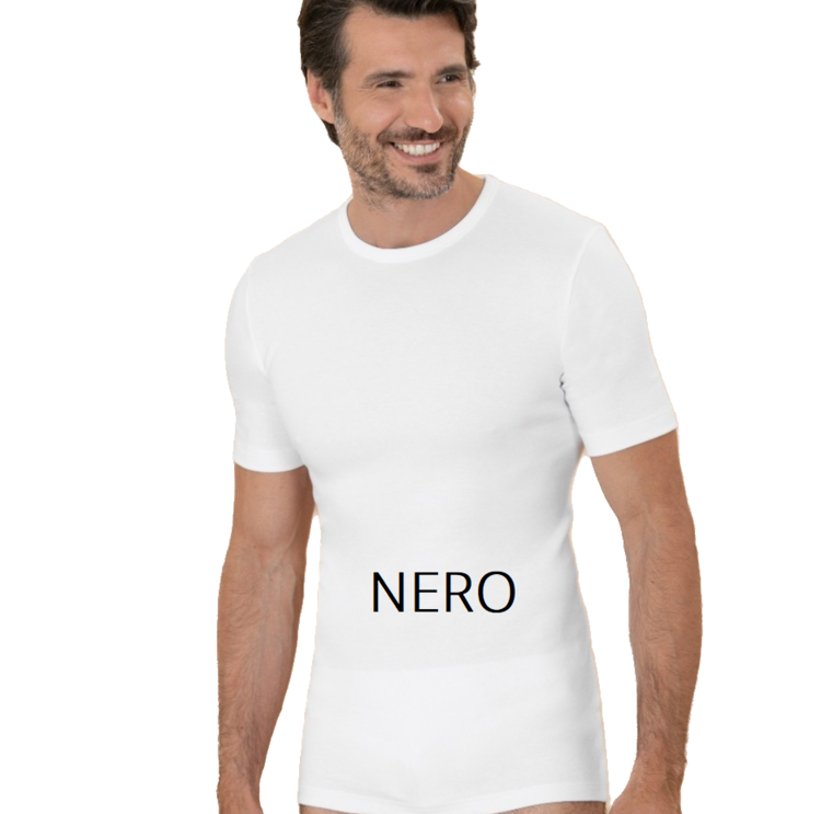 T-shirt uomo manica corta girocollo in cotone felpato Club88 42008C Nero Club88