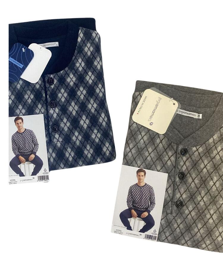 Pigiama uomo in caldo jersey di cotone lanato Pigiamiamoci 4220L PIGIAMIAMOCI