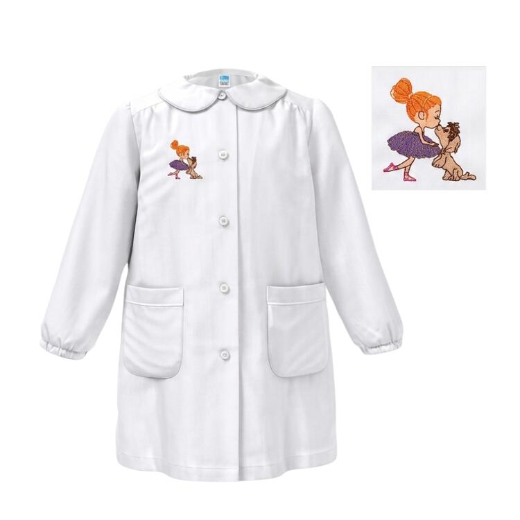 GREMBIULE BAMBINA ASILO SIGGI 33GR4331 RICAMO BALLERINA-CAGNOLINO Siggi