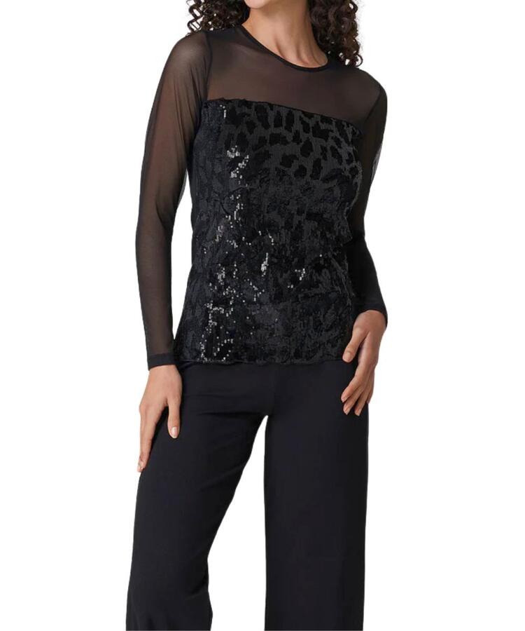 Maglia donna sottogiacca con tulle e paillettes Jadea Galà 4823 Jadea