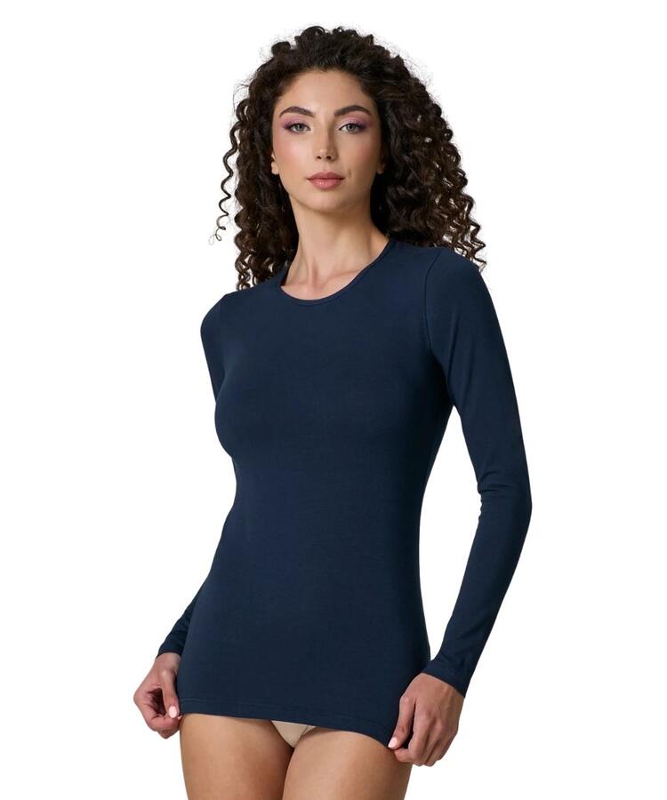РУБАШКА ЖЕНСКАЯ С ДЛИННЫМ РУКАВОМ И КРУГЛЫМ ВЫРЕЗОМ JADEA 4055 Jadea
