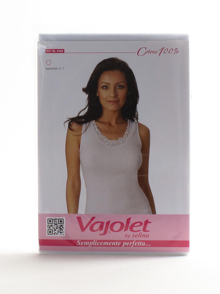 Canotta spalla larga donna in cotone con macramè assortito Vajolet 5568 Vajolet