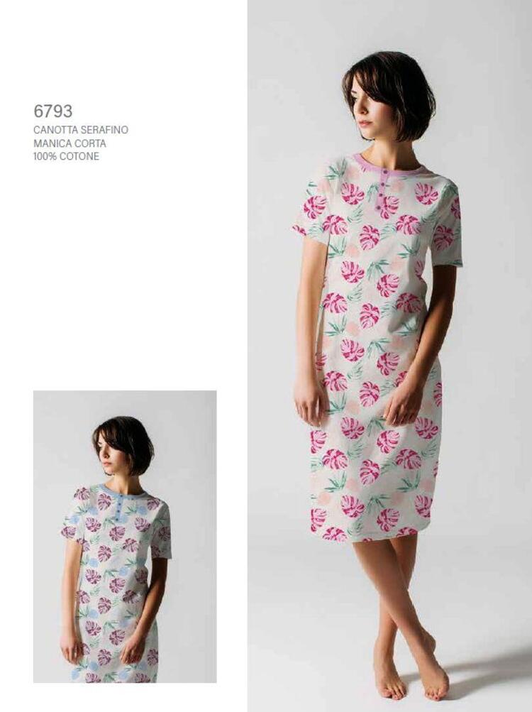 Cippi Smarty 6793 Damen-Nachthemd aus kurzärmeligem Baumwolljersey SMARTY BY CIPPI