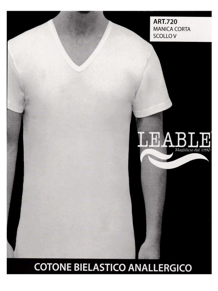 T-shirt uomo in cotone bi-elastico a V Leable 720 Leable