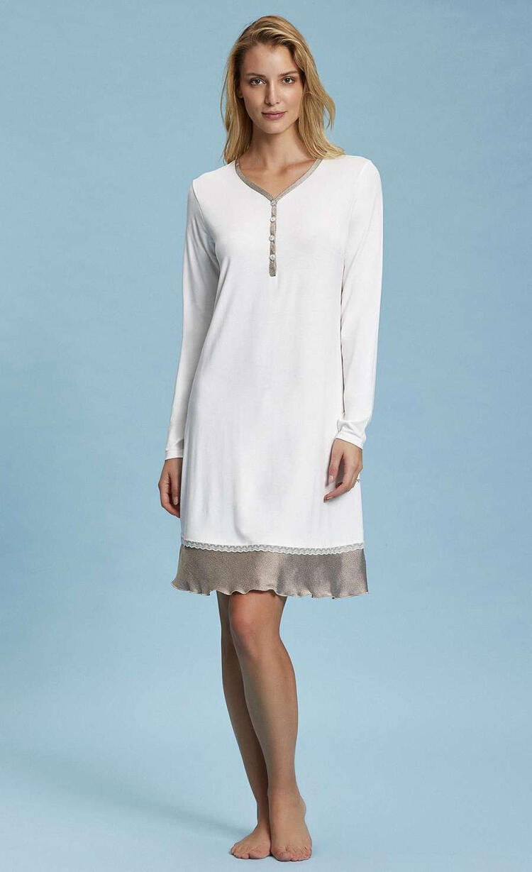 Andra 7399C Women's Nightgown Calibrated in Viscose and Satin Andra