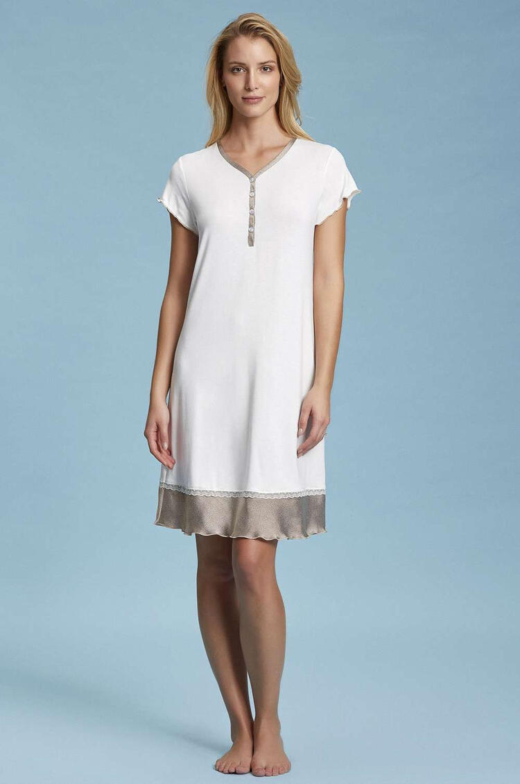 Camicia da notte donna CALIBRATA a manica corta in viscosa e raso Andra 7400C Andra
