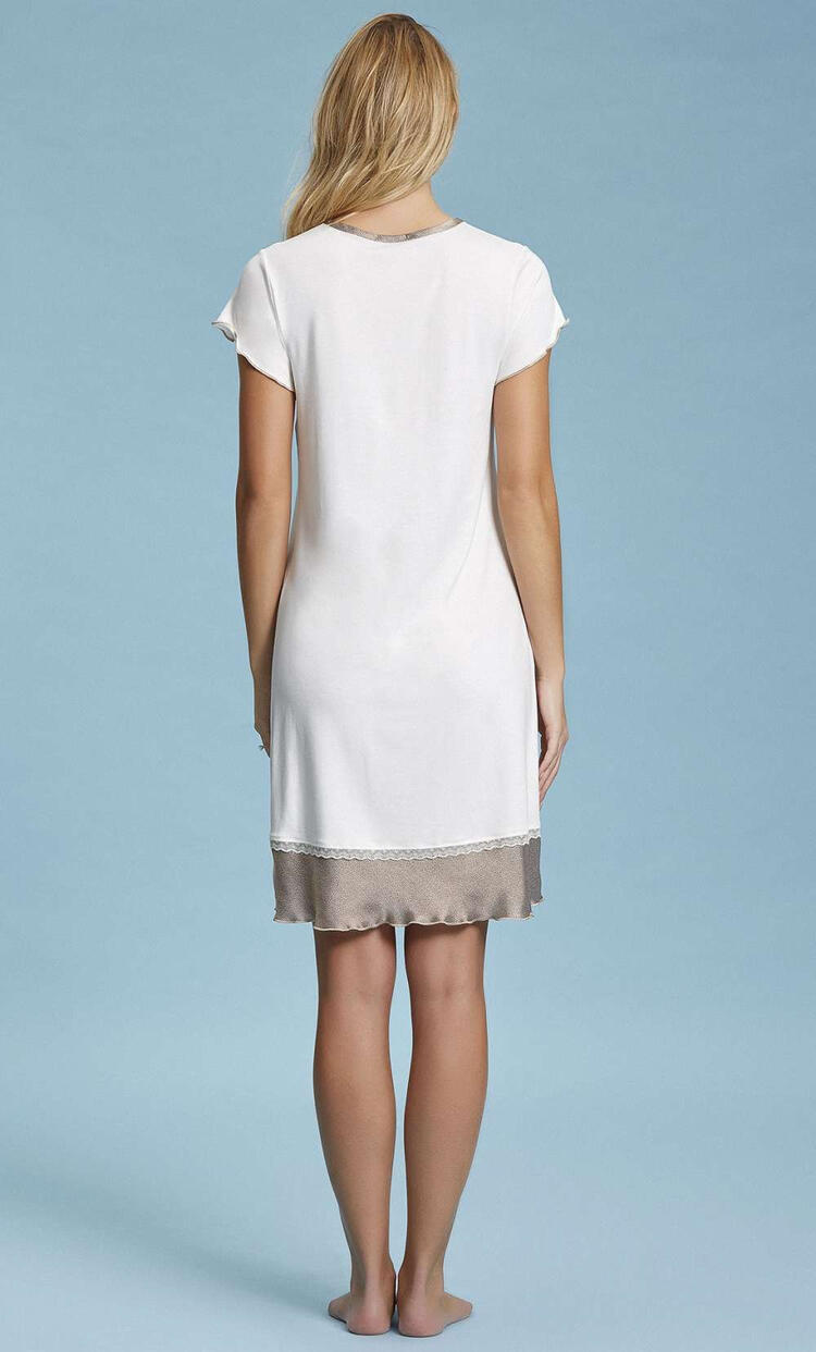 Camicia da notte donna CALIBRATA a manica corta in viscosa e raso Andra 7400C Andra