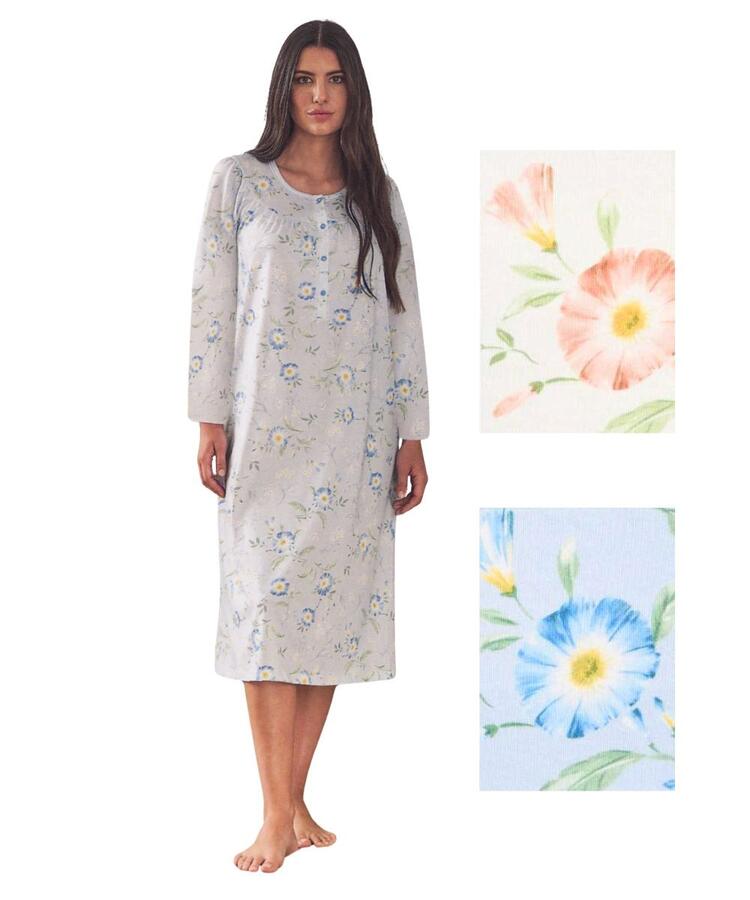 Camicia da notte CALIBRATA a manica lunga in jersey di cotone Linclalor 75364 Linclalor