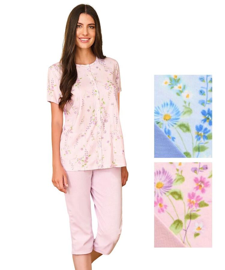 Pigiama donna corto con pinocchietto in jersey di cotone Linclalor 75385 Linclalor