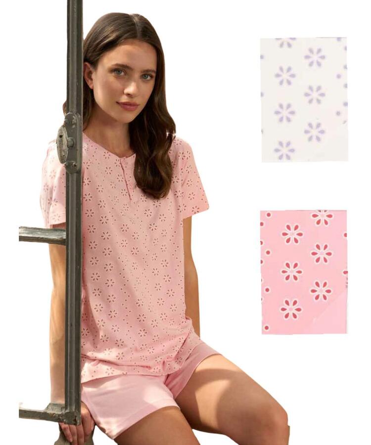 Pigiama donna a manica corta in jersey di cotone Linclalor 75434 Linclalor