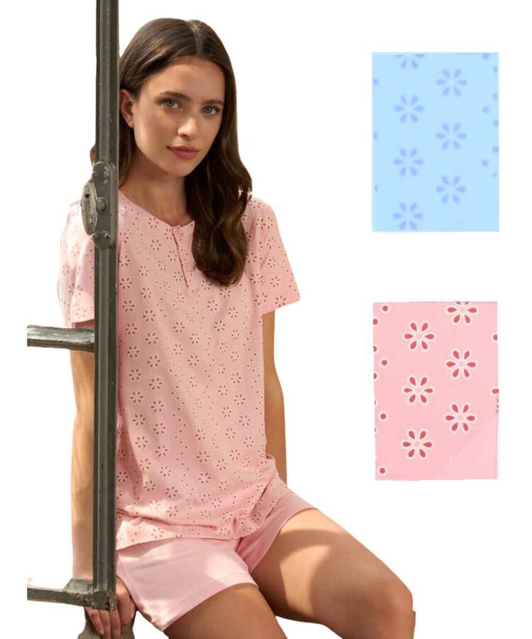 Pigiama donna a manica corta in jersey di cotone Linclalor 75434 Linclalor