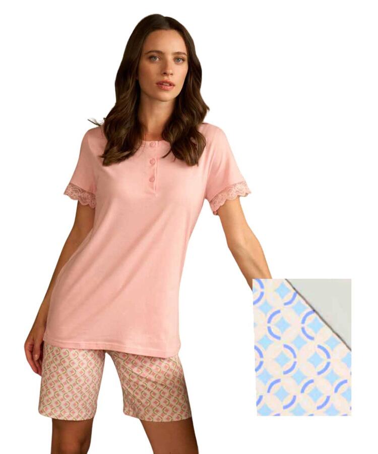 Pigiama donna a manica corta in jersey di cotone Linclalor 75447 Linclalor