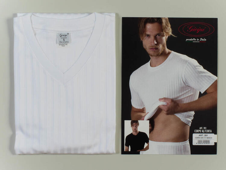 GICIPI T-Shirt Uomo In Filo Di Scozia - Scollo A V, Colore Nero, Manica Corta