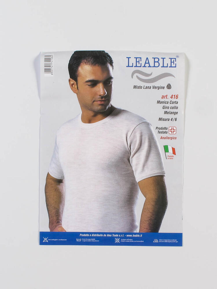 Men's short sleeve t-shirt mixed wool Leable 416 Size 7/8 Leable