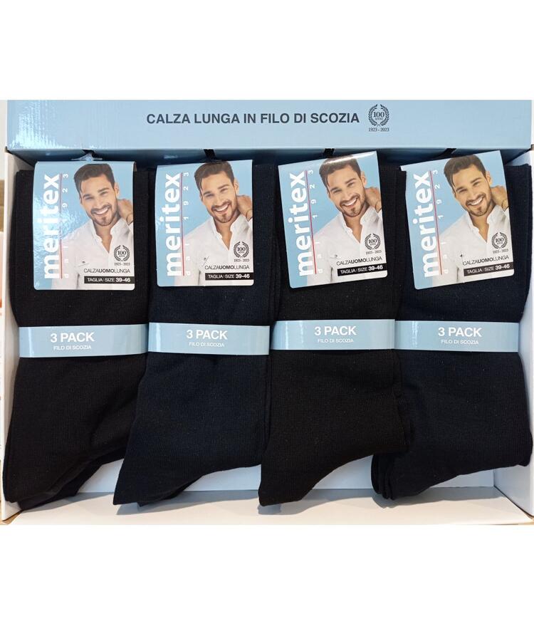 Calzettone lungo uomo in cotone elasticizzato Meritex 8200 TRI-PACK Meritex