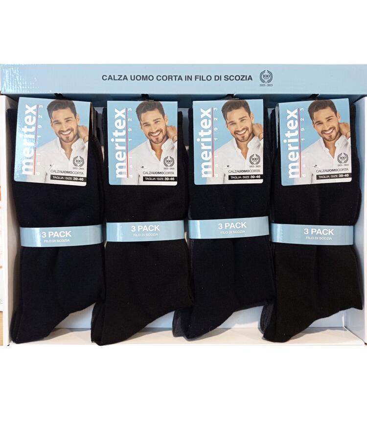 Calzino corto uomo in cotone elasticizzato Meritex 8201 TRI-PACK Meritex