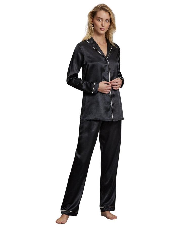 PIGIAMA LUNGO APERTO RASO DONNA ANDRA 8334 Andra