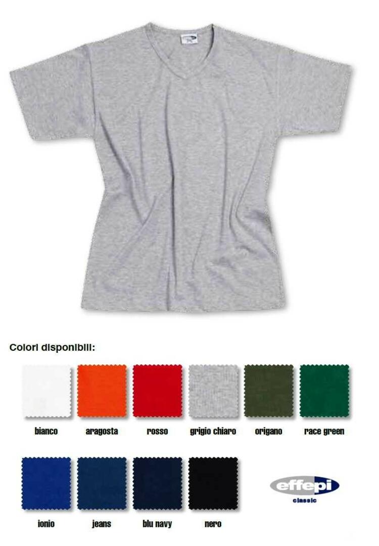T-shirt unisex in cotone con scavo a V Effepi 864 BIANCO Effepi
