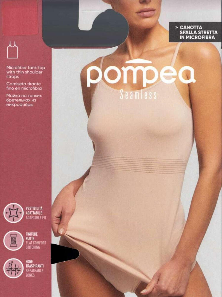 Canotta donna spalla stretta in microfibra Pompea Seamless 89642896 Pompea