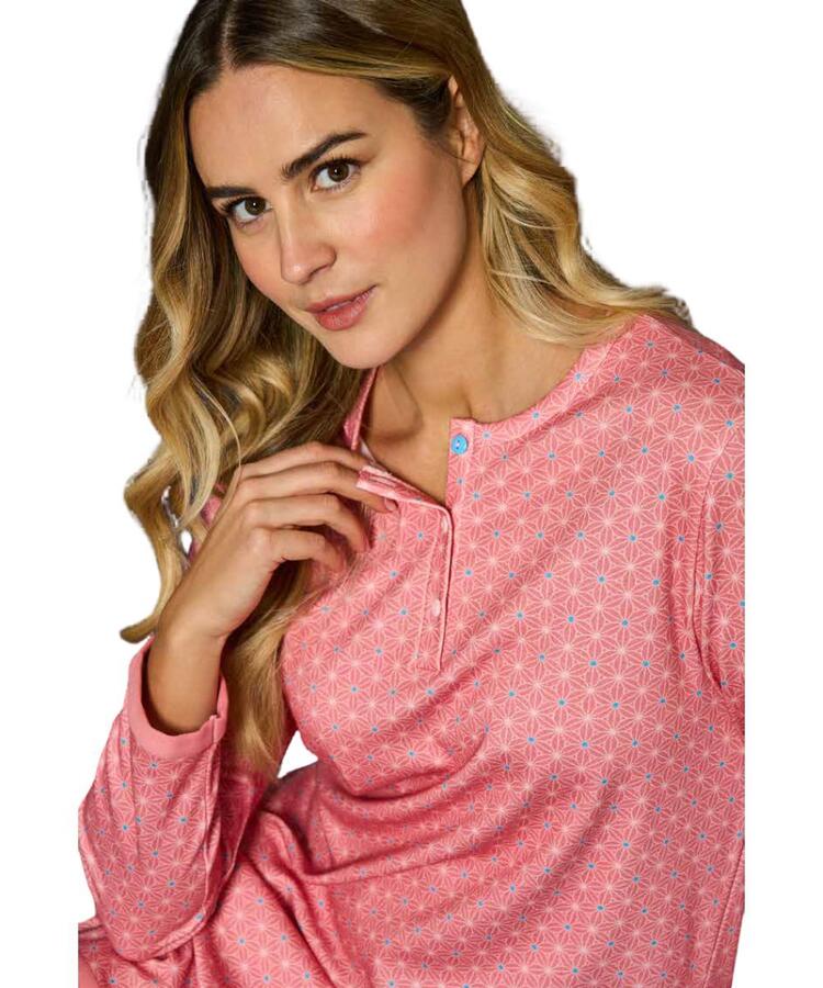 Pigiama donna a serafino in jersey di cotone caldo Linclalor 92206 Linclalor