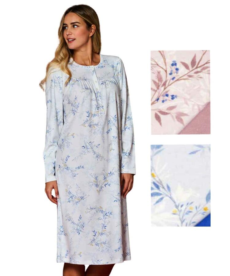 Camicia da notte donna CALIBRATA in jersey di caldo cotone Linclalor 92233 Linclalor