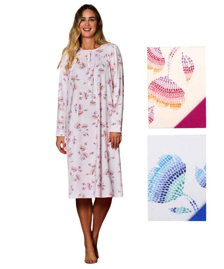 Camicia da notte donna in jersey di caldo cotone Linclalor 92242 Linclalor