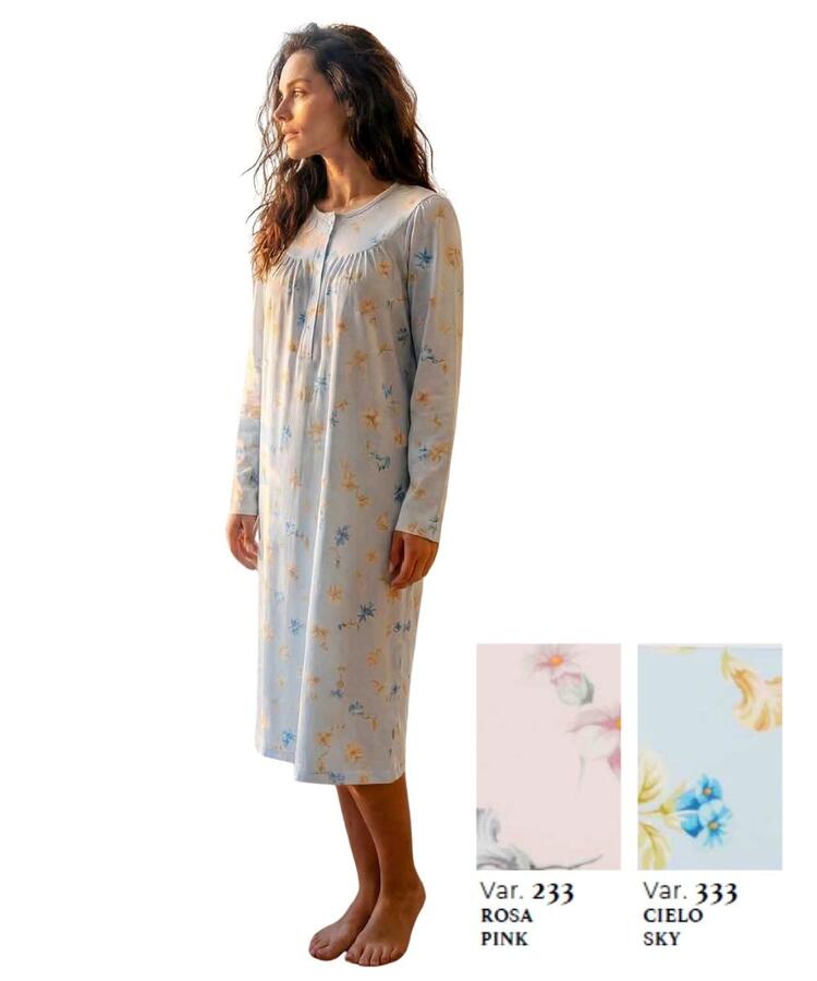 Camicia da notte donna in jersey di caldo cotone Linclalor 92399 Linclalor