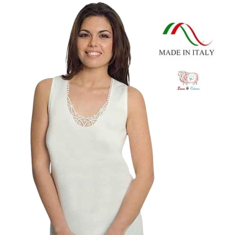 CANOTTA LANA-COTONE DONNA LEABLE 94 TG.3/7 BIANCO Leable