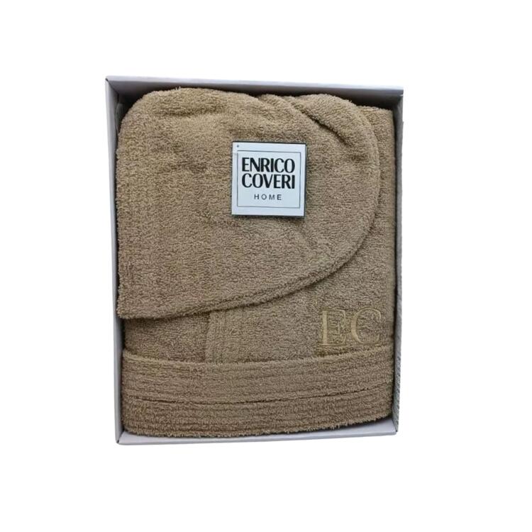 Enrico Coveri Unisex-Bademantel aus Baumwollfrottee mit Kapuze COVERI